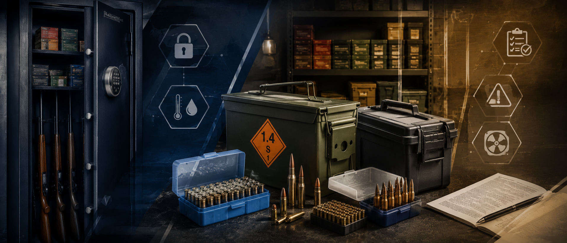 Catégorie B, catégorie C, humidité, boîtes de rangement et séparation des armes : découvrez les règles essentielles pour stocker vos munitions en sécurité.